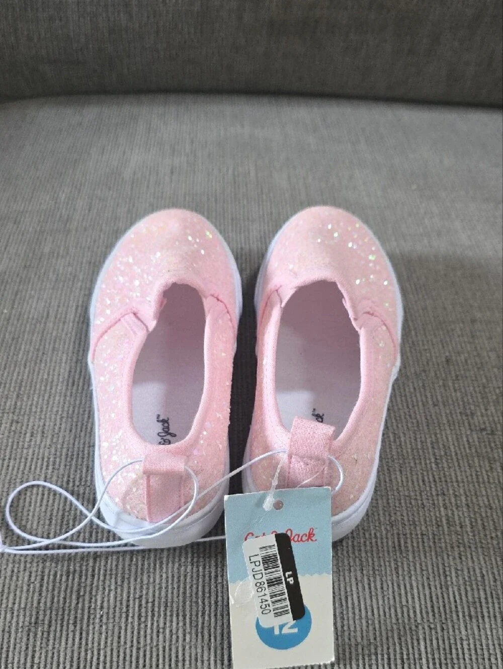 Cat & Jack Girls Pink Glitter Slip-On Madagan Shoes, NWT, Size 12.